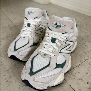 New Balance Cream and Green Athletic Shoes